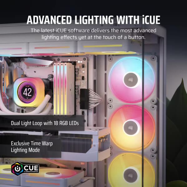 Corsair iCUE Link LX120-R RGB White Cabinet Fan, Triple Pack